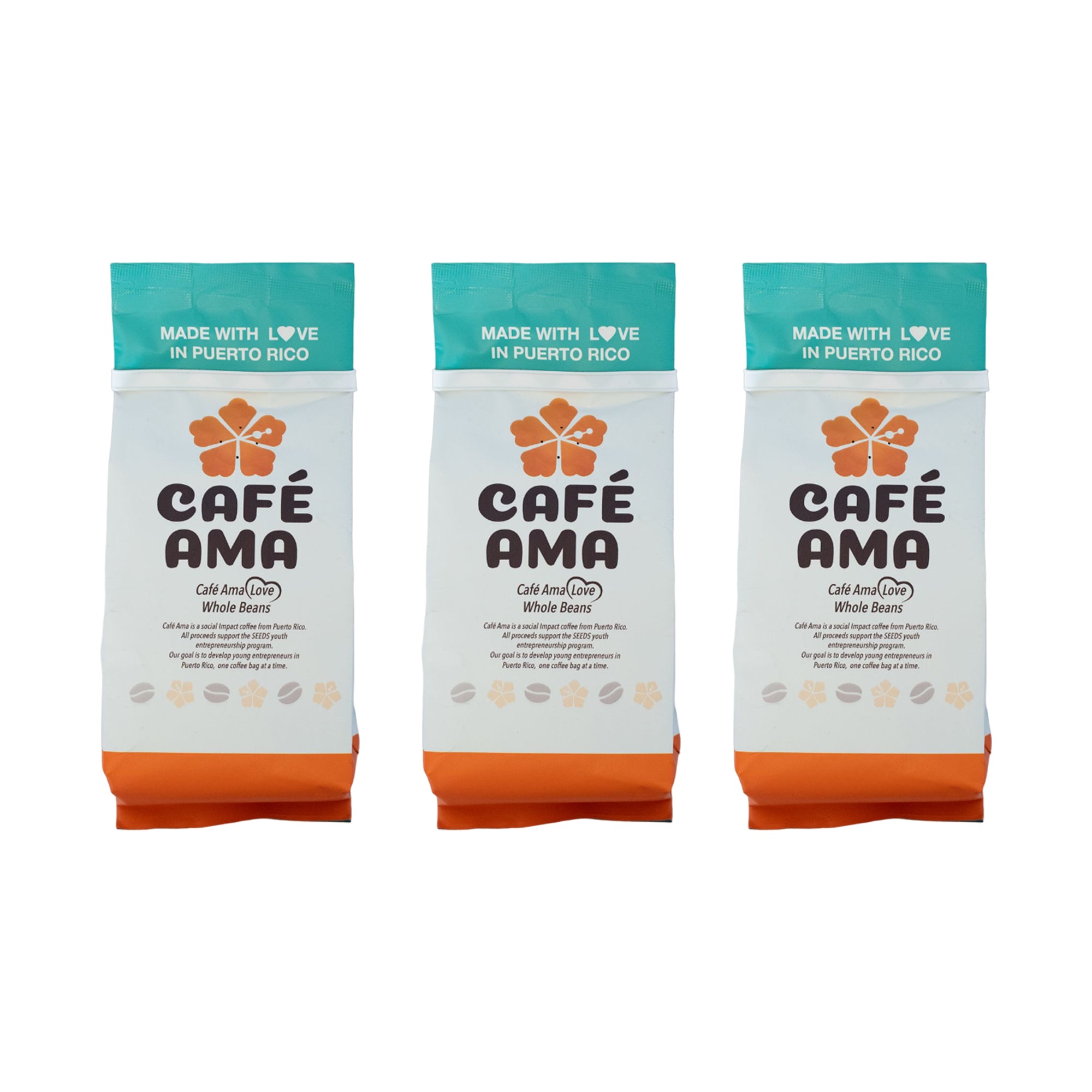 Café Ama Love – Whole Bean Puerto Rican Coffee | 3 x 8 oz Bags | Shipping Included