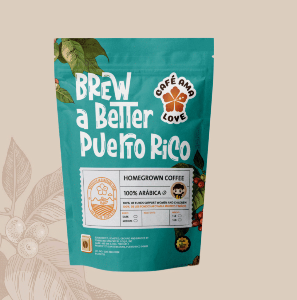 Café Ama Love  – Brew a Better Puerto Rico | 8 oz - Whole Bean Puerto Rican Coffee | Shipping Included