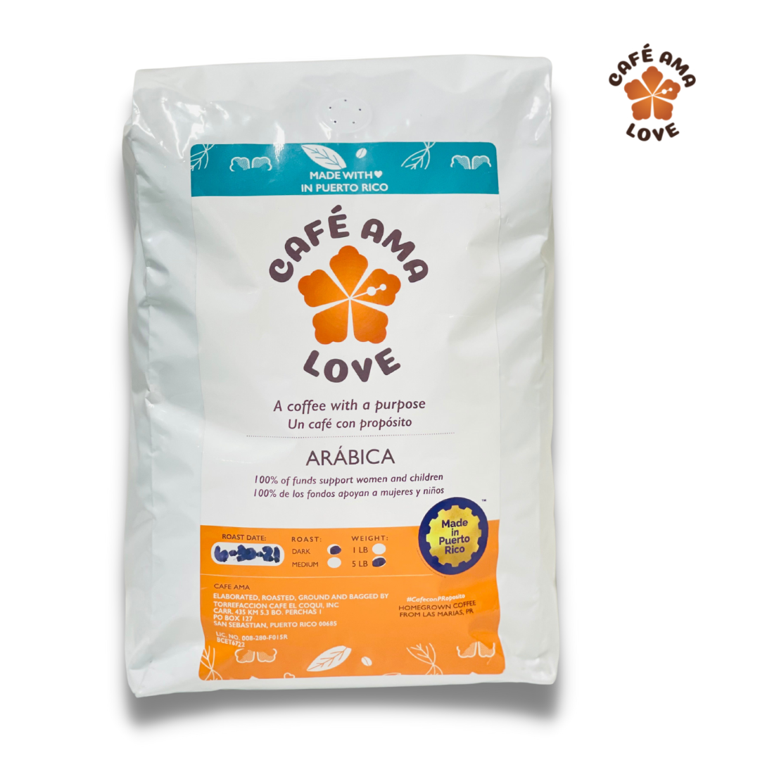 Café Ama Love – Whole Bean Puerto Rican Coffee | 5 lb Bulk Bag (Office & Foodservice)